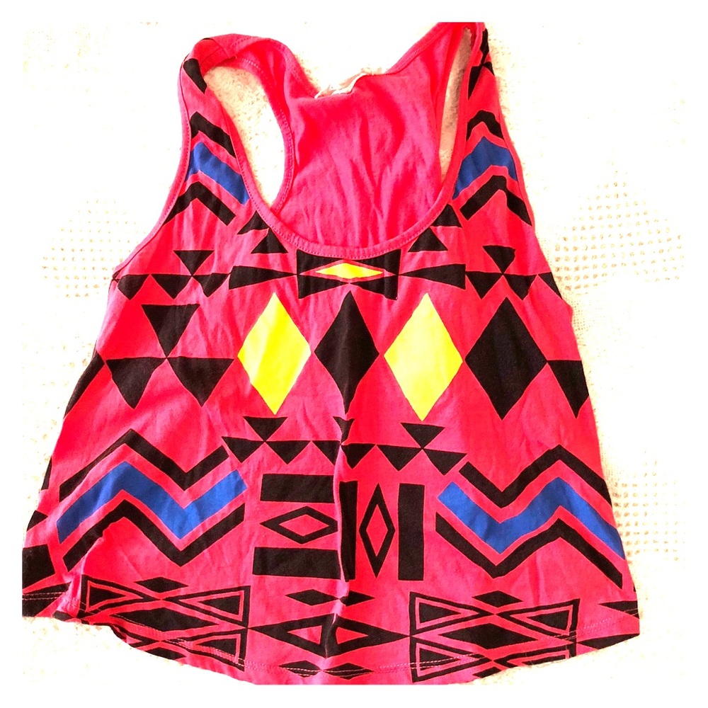 Cropped tribal sleeveless top